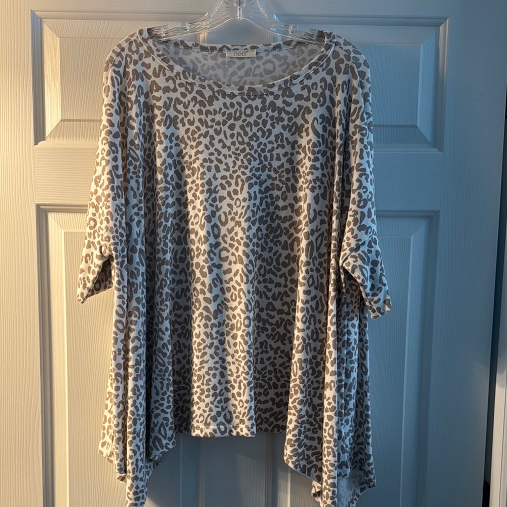 Tan Leopard Print Tunic with Boxy Silhouette
